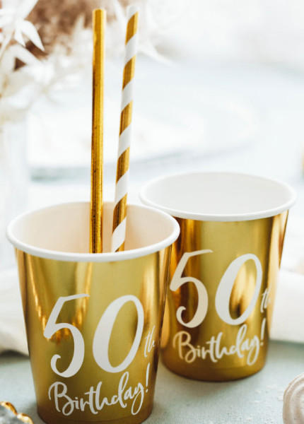 6 Glinsterende 50e verjaardagsbekers voor 220ml