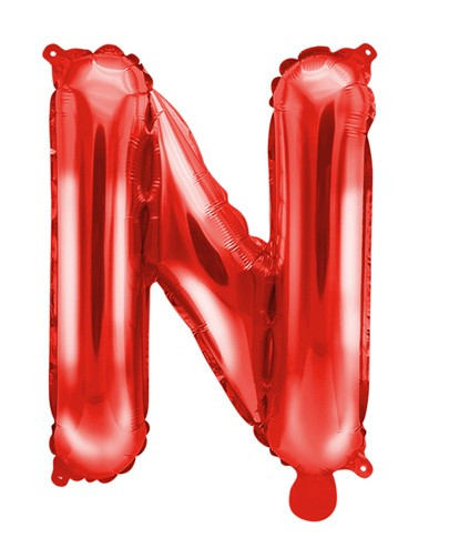 Czerwony balon z literą N 35 cm