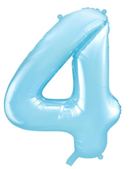Number 4 foil balloon sky blue 86cm