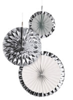 3 Shiny Silver paper rosettes