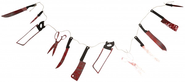Blutverschmiertes Werkzeug Halloween Deko Girlande 2