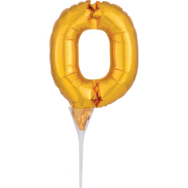 Goldene Zahl 0 Tortendeko Ballon 15cm