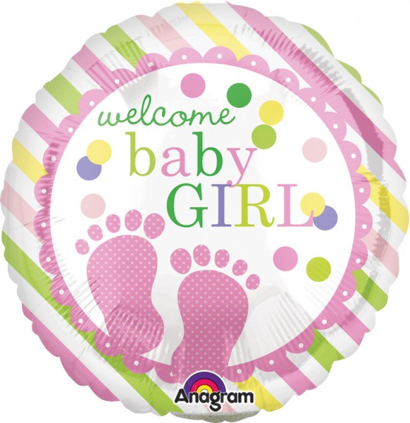 Stabballon welcome baby girl gestreift