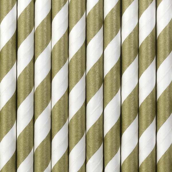 10 striped paper straws brown 19.5cm