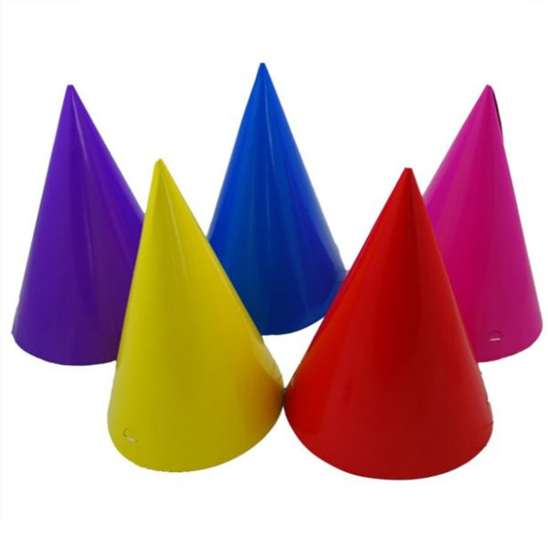 8 colorful party hats