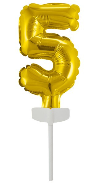 Balon do dekoracji ciasta złoty numer 5 15 cm
