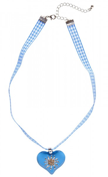 Beierse ketting Resi met hart blauw-wit 3