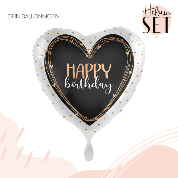 Happy Birthday Heart Ballonbouquet-Set mit Heliumbehälter 2
