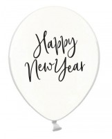 6 New Year's latex balloons transparent 30cm