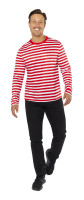 Striped shirt for men with red and white stripes
