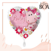 Vorschau: Heliumballon in der Box Baby Nilpferd Mädchen