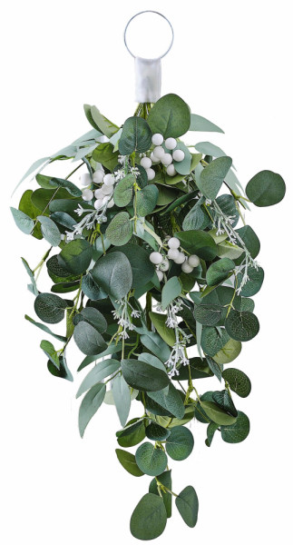 Eucalyptus dør dekoration med hvide bær 50cm