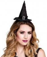 Vista previa: Mini sombrero de bruja Cassandra Black