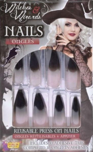 White-black witch artificial nails in a set