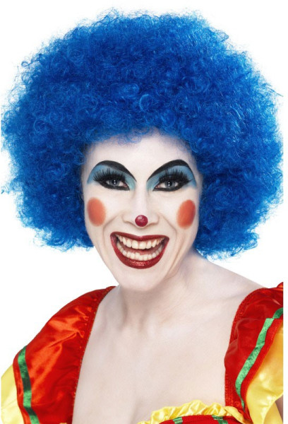 Blå afro clown peruk