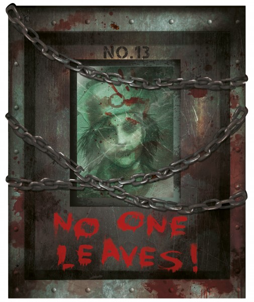 Gruselige Zombie Folterkammer Ausschnitte Wanddekoration 12-Teilig 6