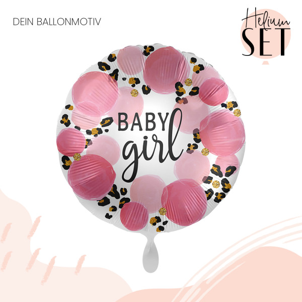 Baby Girl Leopard Ballonbouquet-Set mit Heliumbehälter