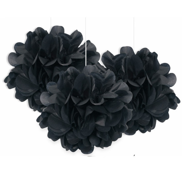 Fluffy pompon zwart 23cm