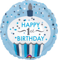 Folienballon Cupcake 1st Birthday Prince rund