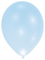5 ballons LED bleu clair 27cm