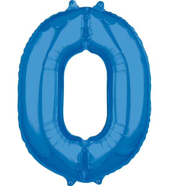 Blå nummer 0 folieballon 66cm
