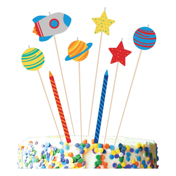 8 space party cake candles