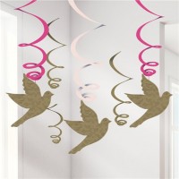 6 peace doves swirl hanging decoration 60cm