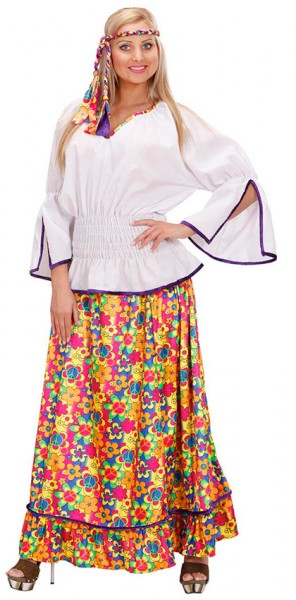 Blomstret hippiekostume med nederdel