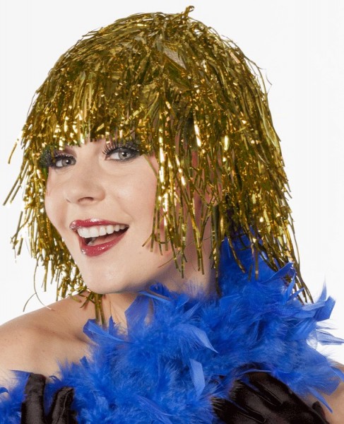 Gold tinsel wig