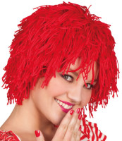 Röd fransad peruk