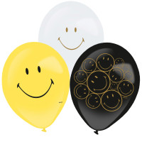 Oversigt: 6 gyldne smil balloner 28 cm