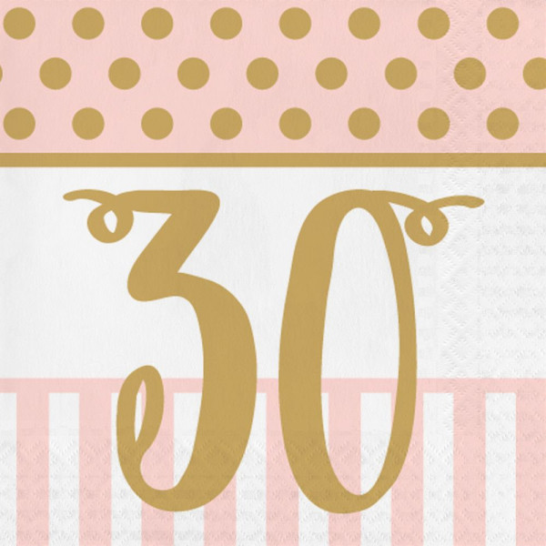 16 Lovely 30th Birthday napkins 33cm
