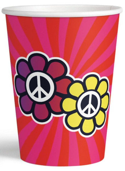8 bicchieri di carta Hippie Peace 210ml