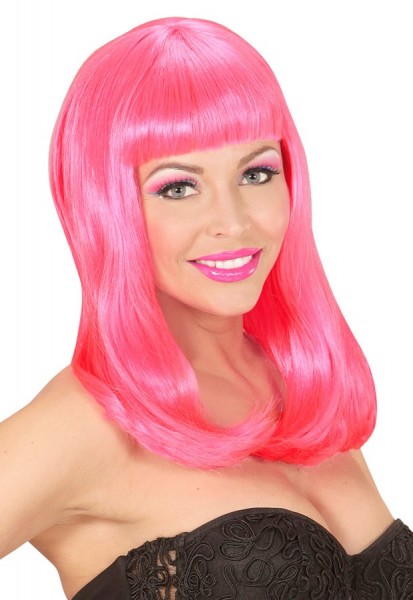 Neon pink party wig Peyton 2