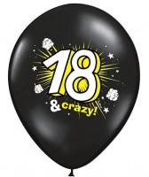 Preview: 6 black and yellow balloons 18 &amp; Crazy
