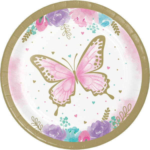 8 platos de papel Fly Butterfly 18cm