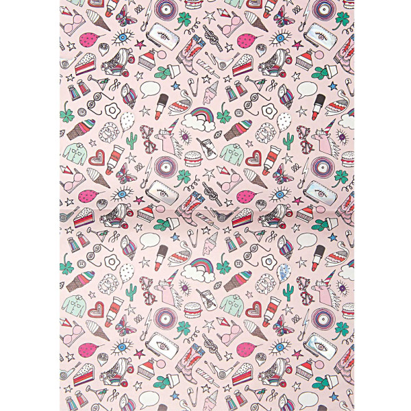 Paper Patch Papierbogen Einhorn rosa-bunt 30x42cm