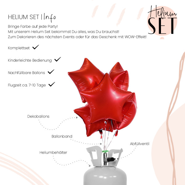 Hot Love mattes Stern Ballonbouquet-Set mit Heliumbehälter