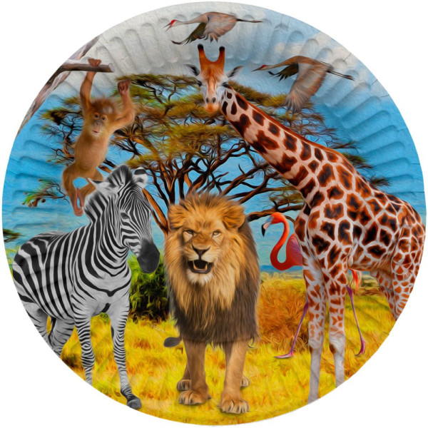 8 Wild Safari paper plates 23cm