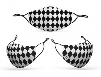 Preview: Mouth and nose mask harlequin white-black