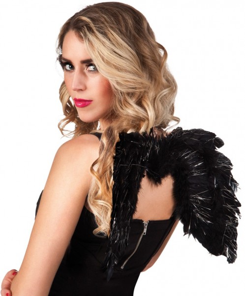 Black feather wings with glitter details