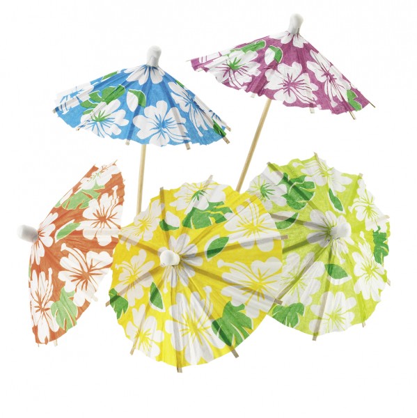 24 Caribbean Dream Paper Paraplyer Farverige 10cm