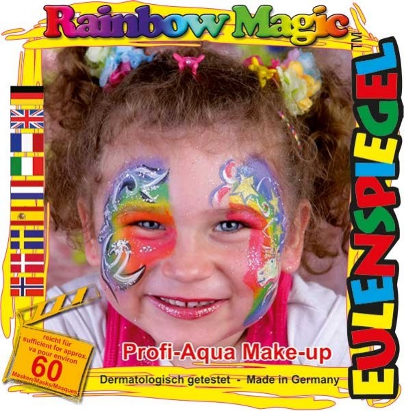 Kleurrijke regenboog make-up set