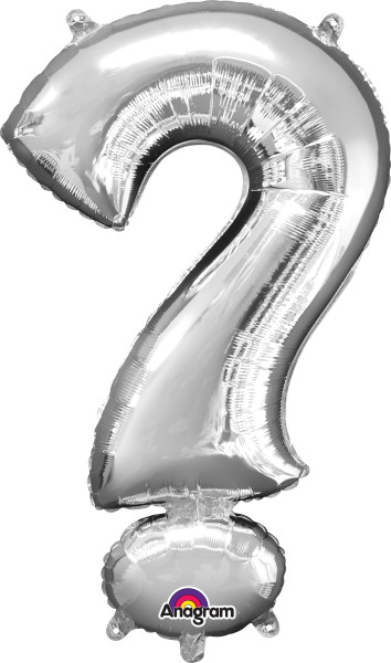 Foil balloon symbol question mark silver 91cm