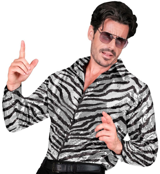 Sequin shirt zebra for men