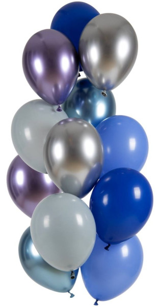 12 ballons bleu océan mix 33cm
