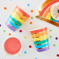 Preview: 8 Rainbow Paper Cups 266ml