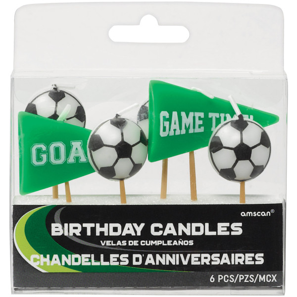 6 bougies de gâteau de match de football