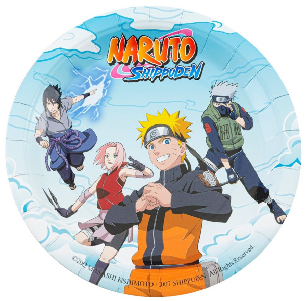 8 platos de papel Naruto 23cm