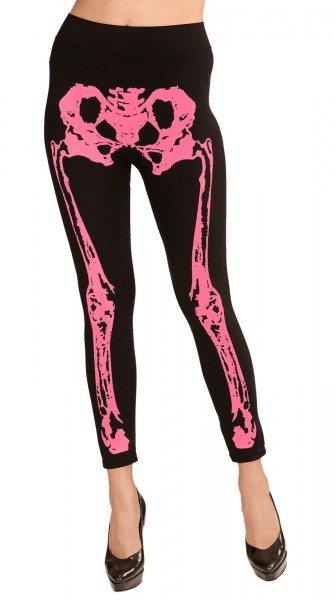 Skeleton bone leggings Black Pink 75DEN 4
